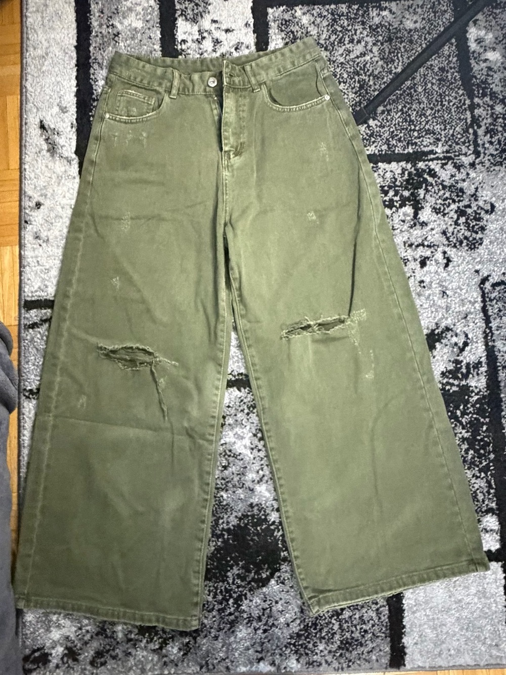 Large Olive Green Wide Leg Pants